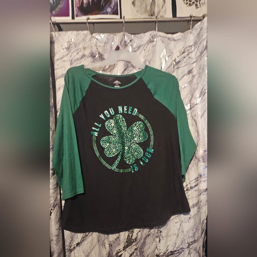 No Boundaries Green and Black Short Sleeve Tee